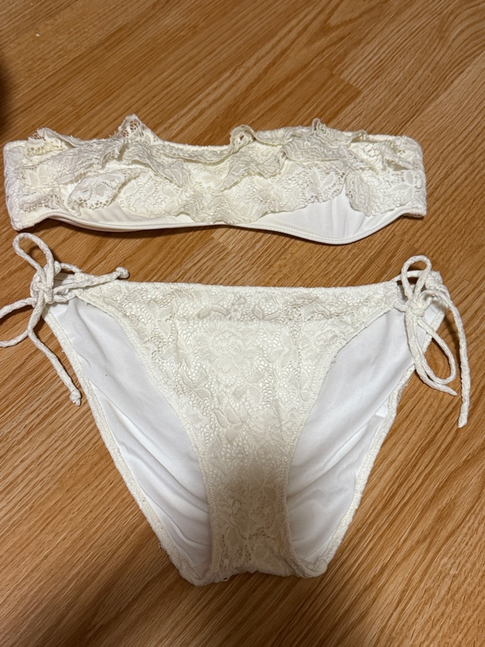 Victoria's Secret White Lace Bandeau Bikini Set